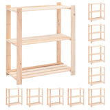 3-Tier Storage Racks 10 pcs 80x38x90 cm Solid Pinewood 150 kg 3051120