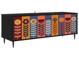 TV Cabinet ESSEN 102 x 33 x 51 cm Black Oak Engineered Wood 8007102