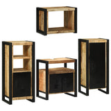 Bathroom Furniture Set with Shelf 4 pcs Brown Soild Mango Wood 3305680