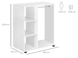 Open Wardrobe on Wheels, Bedroom Wardrobe with Clothes Hanging Rail, 3 Storage Shelves, Mobile T3398P328079