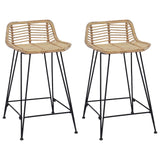 Bar Stool 2 pcs Natural 44 x 45 x 76 cm Rattan and Steel 42033202