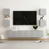 7 Piece TV Cabinet Set Concrete Grey Engineered Wood 3079081
