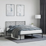 Metal Bed Frame without Mattress with Headboard Black 140x200cm 374438