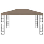 ZNTS Gazebo with LED String Lights 4x3 m Taupe 3070325