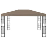 ZNTS Gazebo with LED String Lights 4x3 m Taupe 3070325