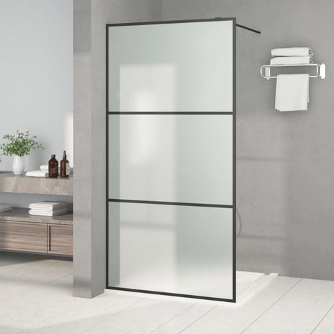 Walk-in Shower Wall Black 100x195 cm Frosted ESG Glass 152112