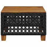 Garden Table Black 55x55x36 cm Poly Rattan Acacia Wood 365929