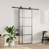 Sliding Door with Hardware Set Black 90x205 cm ESG Glass 3375811