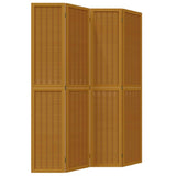 Room Divider 4 Panels Brown Solid Wood Paulownia 358819