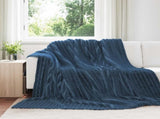 Throw Blankets 6 pcs Navy Blue 240 x 220 cm Fleece 42016883