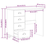 Writing Desk ASKIM Brown 95 x 40 x 75 cm Solid Pine Wood 4105448