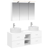 Bathroom Furniture Set 4 pcs White Engineered Wood and Glass 3406895
