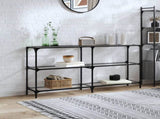 Console Table with Transparent Glass Top 158.5x30x81 cm Steel 846032