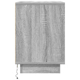 ZNTS Bedside Cabinet with LED Lights Grey Sonoma 38x34x50 cm 861275