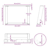 ZNTS Coffee Table Legs U-Shaped 2 pcs White 70x cm Steel 4012773