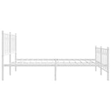 Metal Bed Frame without Mattress with Footboard White 180x200cm 376199