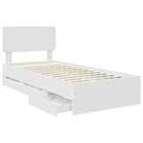 Bed Frame with Drawer White 90 x 190 cm Engineered Wood 3412227