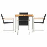 Garden Dining Set 5 pcs Solid Teak Wood and Stainless Steel 3334830
