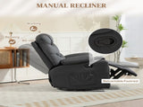 Manual Reclining Chair, Recliner Armchair with Swivel, Faux Leather, Footrest, Cup Holders, T3398P344109