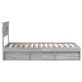 Bed Frame with Storage Grey Sonoma 90 x 190 cm Solid Pine Wood 3409804