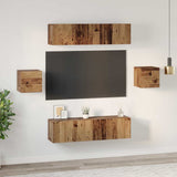 TV Cabinet Set Wall-mounted 6 pcs Old Wood Engineered Wood 3393399