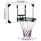 Basketball Backboard Transparent 71x45x2.5 cm Polycarbonate 93670