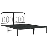 Metal Bed Frame without Mattress with Headboard Black 135x190cm 377116