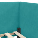 Corner Bed Frame with Headboard Turquoise 100 x 200 cm Velvet 42016664
