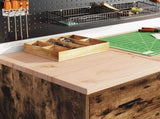 Garage Storage Cabinet Smoked Oak 40x51x85 cm Solid Wood Pine 860593
