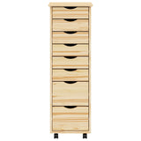 Rolling Cabinet with Drawers MOSS Clear Varnish Solid Pine wood 42032402