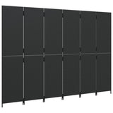 Room Divider 6 Panels Black Poly Rattan 365368