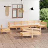 10 Piece Garden Lounge Set Solid Wood Pine 3082909