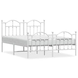 Metal Bed Frame without Mattress with Footboard White 135x190cm 353505