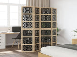 Room Divider 4 Panels Brown and Black Solid Wood Paulownia 358803