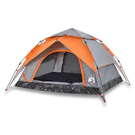 ZNTS Camping Tent Dome 4-Person Grey and Orange Quick Release 4004183