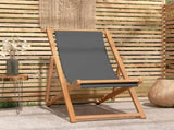 Beach Chair Grey Teak wood Standard Multi-Position Backrest 47415