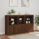 Sideboard with LED Lights Brown Oak 162x37x100 cm 3209148