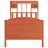 ZNTS Bookcase Bed without Mattress Wax Brown 75x190 cm Small Single Solid Wood Pine 3323169
