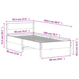 Bed Frame without Mattress White 90x200 cm Solid Wood Pine 842763