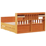 ZNTS Bookcase Bed without Mattress Wax Brown 200x200cm Solid Wood Pine 3308911