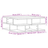 ZNTS Coffee Table White 70x70x29 cm Engineered Wood 840744