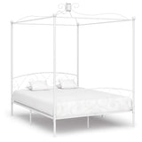 Bed Frame without Mattress with Canopy White 160x200 cm Metal 284472