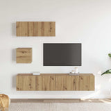 4 Piece TV Cabinet Set Wall-mounted Artisan Oak Engineered Wood 3329220