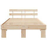 Bed Frame with Headboard Natural 135 x 190 cm Solid Pine Wood 872449