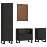4 Piece Bathroom Furniture Set Black Solid Wood Mango 3310002