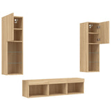 5 Piece TV Wall Units with LED Sonoma Oak Engineered Wood 3216606
