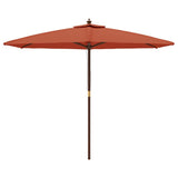 Garden Parasol with Wooden Pole Terracotta 299x240 cm 363172