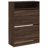 Shoe Cabinet with 2 Flip-Drawers Brown Oak 80x34x116 cm 3214412