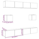 6 Piece TV Cabinet Set Wall-mounted Old Wood Engineered Wood 3328991