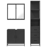 ZNTS 3 Piece Bathroom Furniture Set Black Engineered Wood 3301125